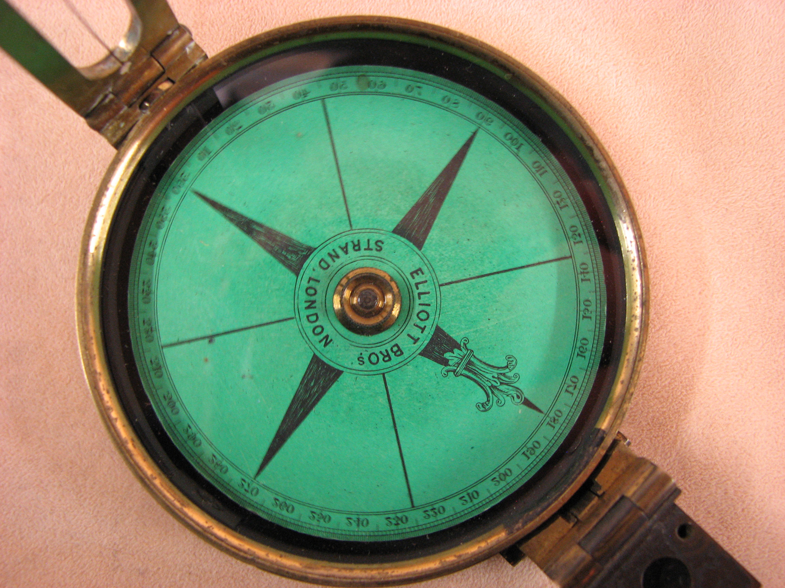 Mid 19th century Elliott Bros prismatic sighting compass owned by L.G. Cotton